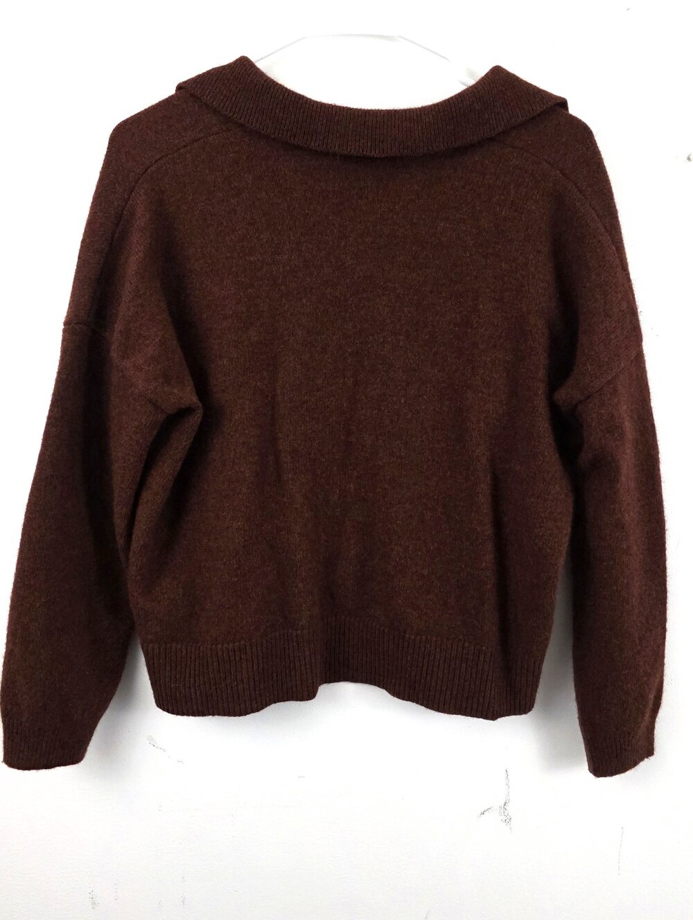 NWOT Madewell Davie Polo Sweater Crop Brown Collared Merino Wool Casual - Picture 3 of 8